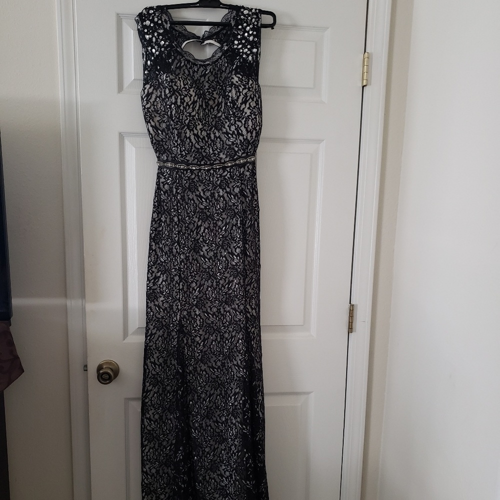 Black and silver ball gown